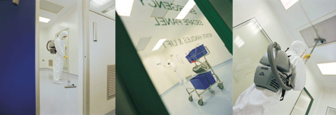 Cleanroom cleaning in progress